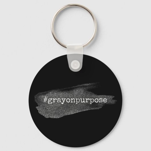 Hashtag Grey on Purpose Silver Glitter Brusking Sleutelhanger (Voorkant)