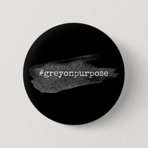 Hashtag Grey op Purpose Silver Glitter-penseelstre Ronde Button 5,7 Cm