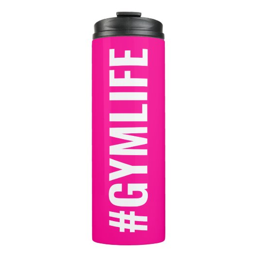 Hashtag Gymlife Hot Roze Wit Moderne Slogan Thermosbeker (Voorkant)