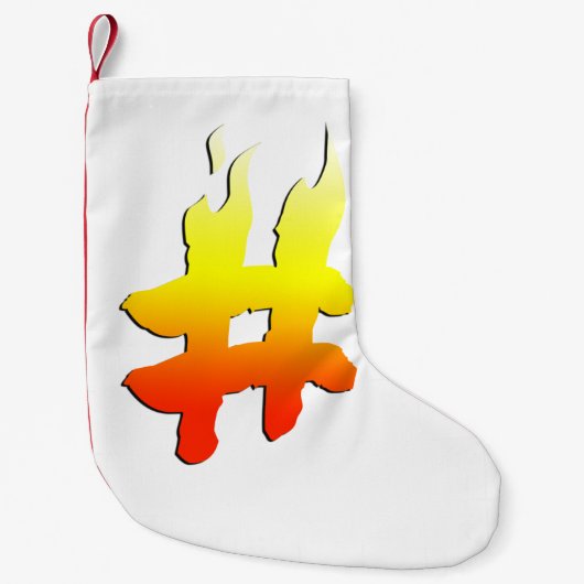 #HASHTAG - Hash Label Symbool op vuur Kleine Kerstsok (Voorkant)