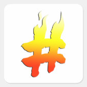 #HASHTAG - Hashtag-symbool in brand Vierkante Sticker (Voorkant)