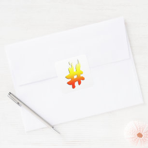 #HASHTAG - Hashtag-symbool in brand Vierkante Sticker