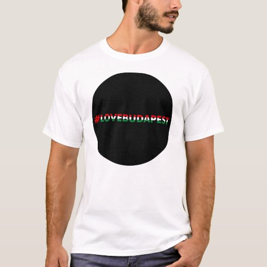 hashtag love Budapest, black circle T-shirt (Voorkant)