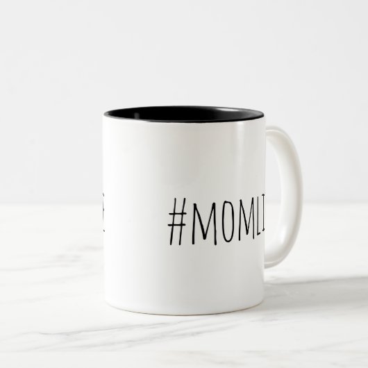 Hashtag mam's grappige citaat tweekleurige koffiemok (Voorkant rechts)