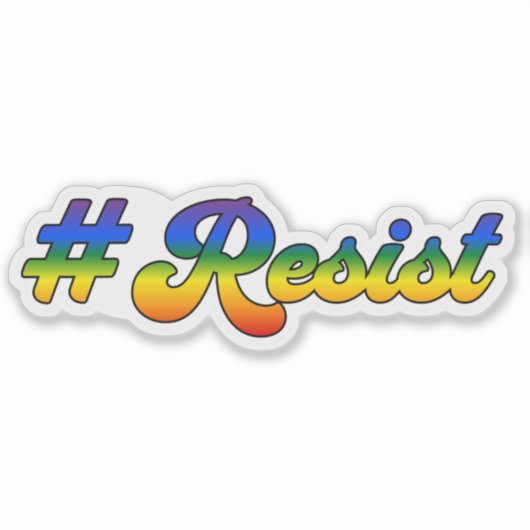 Hashtag met regenboogachtergrond weerstaan sticker (Voorkant)