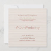 Hashtag modern elegant roos gouden strepen bruilof kaart (Voorkant)