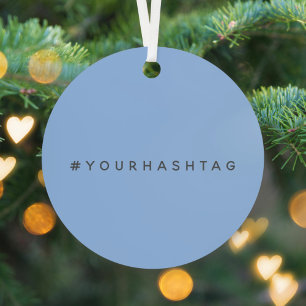Hashtag #   Modern pastel Blue Social Media Metalen Ornament
