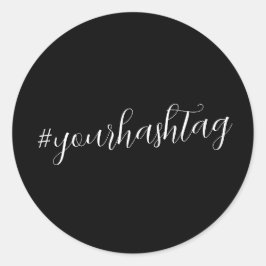 hashtag | Modern Script Trendy Black Classic Ronde Ronde Sticker