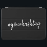 Hashtag | Modern Script Trendy Black iPad Air Cover<br><div class="desc">Een eenvoudig, stijlvol aangepast hashtag-ontwerp op maat dat gemakkelijk kan worden aangepast aan je favoriete hash die je gebruikt op Twitter, Instagram, Facebook, Pinterest of je andere social media accounts. Maak je eigen #hashtag viraal met dit aangepaste ontwerp! #YourHashtag in modern minimalistisch script, handgeschreven typografie klaar voor je aangepaste label...</div>
