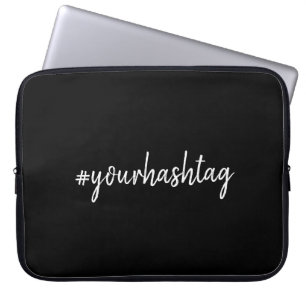Hashtag   Modern Script Trendy Black Laptop Sleeve