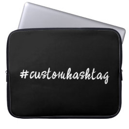 Hashtag Modern Script Trendy Zwart Design Stijl Laptop Sleeve