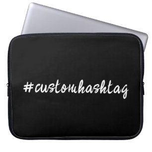 Hashtag Modern Script Trendy Zwart Design Stijl Laptop Sleeve
