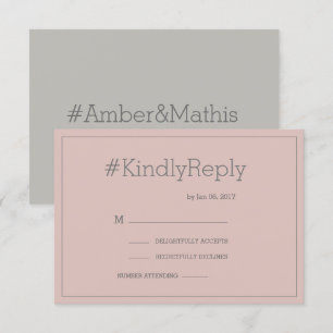 Hashtag moderne blush roze grijs chique bruiloft r kaart