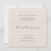 Hashtag moderne elegante beige cyaan strepen bruil kaart (Voorkant)