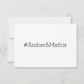 Hashtag moderne elegante zwarte bruiloft rsvp kaart (Achterkant)