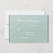 Hashtag moderne turquoise waterverf bruiloft rsvp kaart (Voorkant)