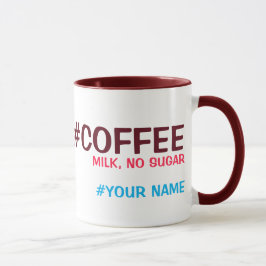 Hashtag op maat gemaakt, met de keuze van uw drink mok