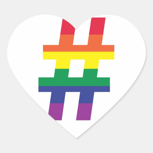 hashtag, regenboogvlag hart sticker (Voorkant)