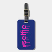 Hashtag Selfie Drooling on blue Bagagelabel (Voorkant verticaal)