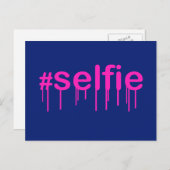 Hashtag Selfie Drooling on blue Briefkaart (Voorkant / Achterkant)