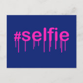 Hashtag Selfie Drooling on blue Briefkaart (Voorkant)