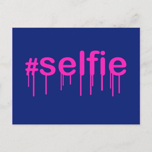 Hashtag Selfie Drooling on blue Briefkaart (Voorkant)