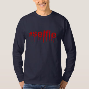Hashtag Selfie Drooling op blauw decor T-shirt