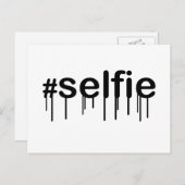 Hashtag Selfie Drooling Typografie Briefkaart (Voorkant / Achterkant)