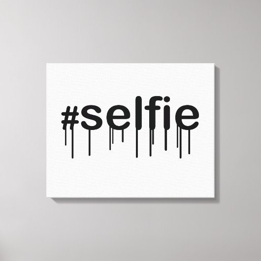 Hashtag Selfie Drooling Typografie Canvas Afdruk (Voorkant)