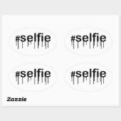 Hashtag Selfie Drooling Typografie Ovale Sticker (Vel)