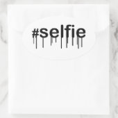 Hashtag Selfie Drooling Typografie Ovale Sticker (Tas)