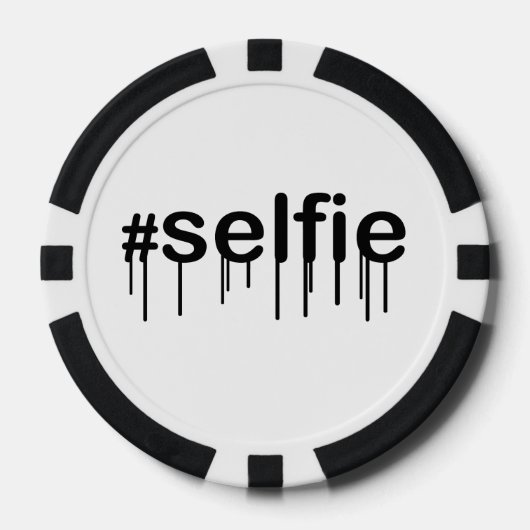 Hashtag Selfie Drooling Typografie Poker Chips (Voorkant)