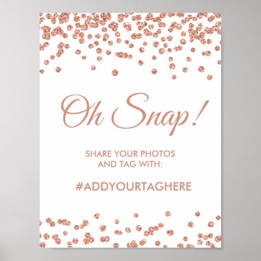 Hashtag Sign Roos Gold Glitter Confetti White Poster (Voorkant)