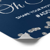 Hashtag Sign Silver Faux Glitter Confetti Navy Poster (Hoek)