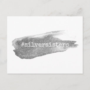 Hashtag Silver Sisters, Nep- Glitterpenseelstreek Briefkaart