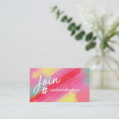 Hashtag Social Media Artistiek Roze penseelstreek Visitekaartje (Staand voorkant)
