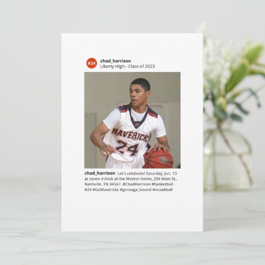 Hashtag Social Media Varsity Afstuderen Kaart (Staand voorkant)