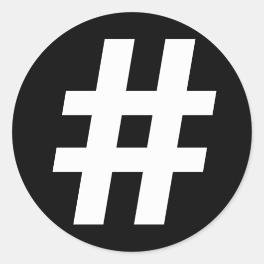 HASHTAG SYMBOOL RONDE STICKER (Voorkant)