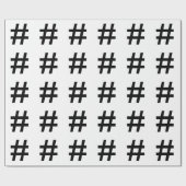 #HASHTAG - Symbool voor zwart Label Cadeaupapier (Vlak)