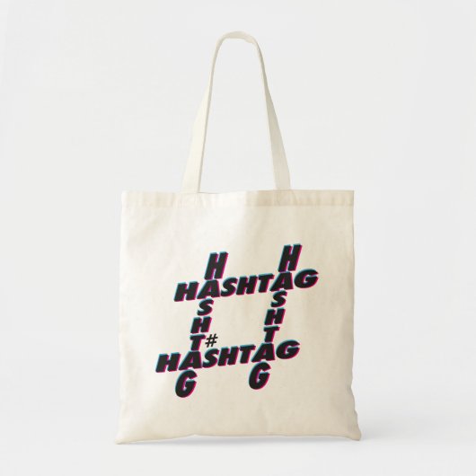 Hashtag typografisch 3D Tote Bag (Voorkant)