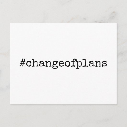 Hashtag Verandering van plannen Uitgestelde bruilo Briefkaart (Voorkant)