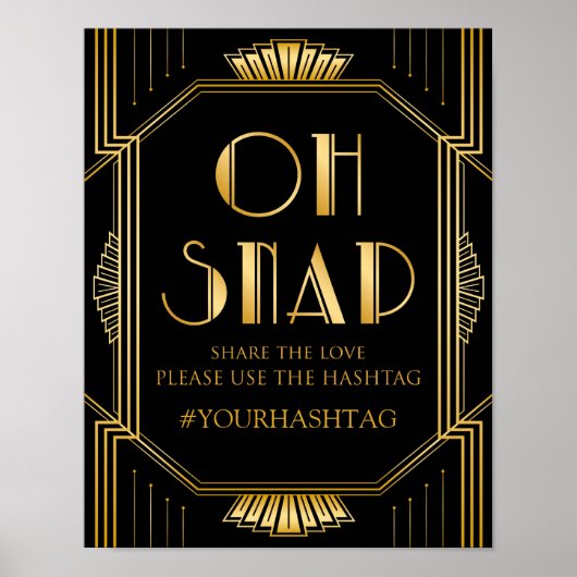 Hashtag Weddenschap | Gatsby Art Deco Poster (Voorkant)