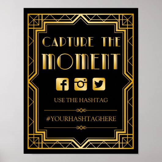 Hashtag Weddenschap | Gatsby Art Deco Poster (Voorkant)