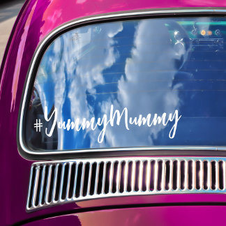 Hashtag #YummyMummy Witte kalligrafie auto Raamsticker