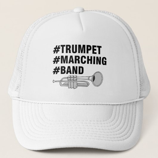 Hashtags van de trompetmarcheerband trucker pet (Voorkant)