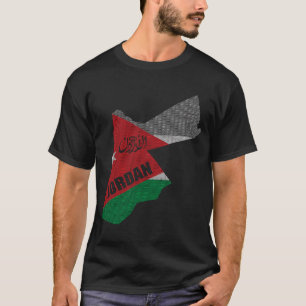 Hasjemitisch Koninkrijk Jordanië - Kaart met de vl T-shirt