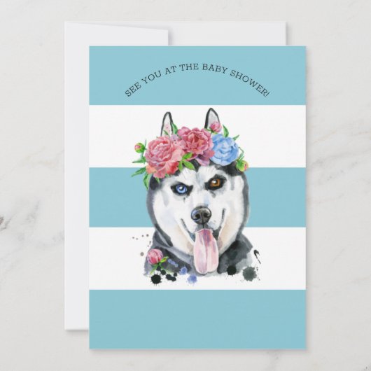 Haski Cute Puppy Theme Baby shower Uitnodiging (Achterkant)