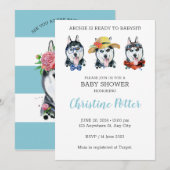 Haski Cute Puppy Theme Baby shower Uitnodiging (Voorkant / Achterkant)