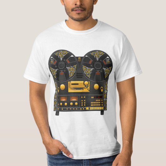 Haspel aan haspeltaperecorder met  rol t-shirt (Voorkant)