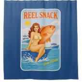 Haspel Snack Grappige Retro Pin-Up Rode Snapper Vi Douchegordijn (Voorkant)